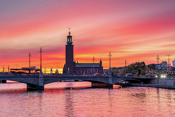 Gorgeous Gentle Pink sunset over the Stockholm City Hall by Dejan Kostic Gorgeous Gentle Pink sunset over the Stockholm City Hall by Dejan Kostic